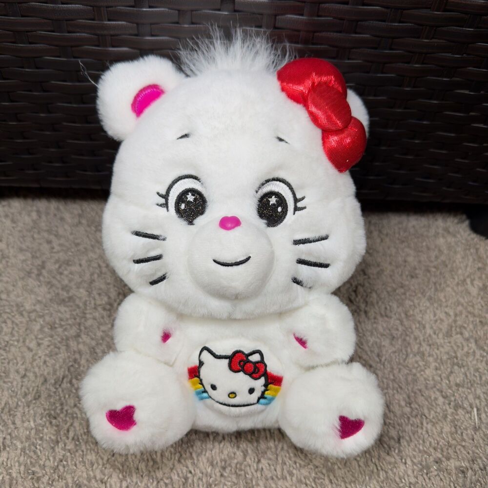 Sanrio x Care Bears Hello Kitty Loves Cheer Bear Plush 10 inch Special Edition